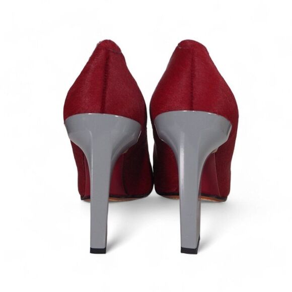 Calvin Klein Collection Calf Hair Heels Red / Grey Made in Italy Women's 8/39 - Picture 5 of 11